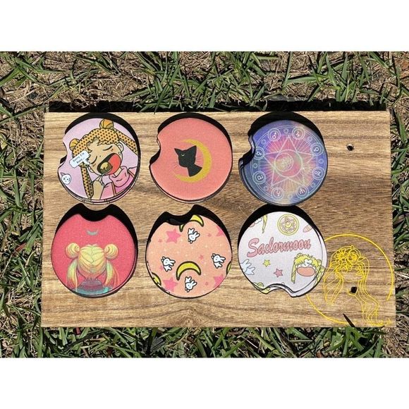 Sailor Moon Light Pink Car Coasters 2 Pack - Picture 7 of 10
